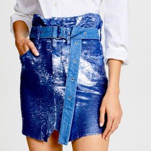 IRO sequins skirt/Denim Belt